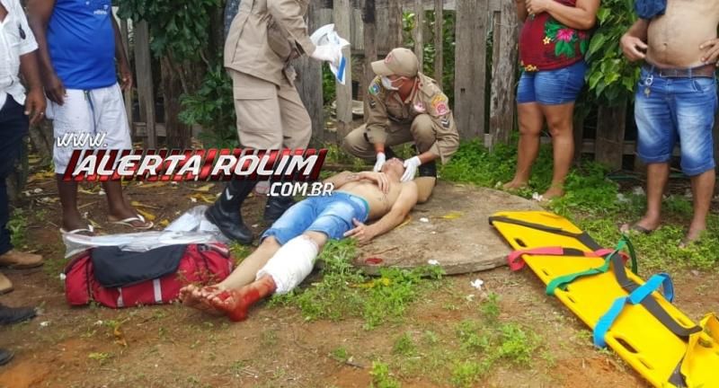 Rolim de Moura – Motociclista sofre grave ferimento na perna após colidir em carro no Bairro Cidade Alta